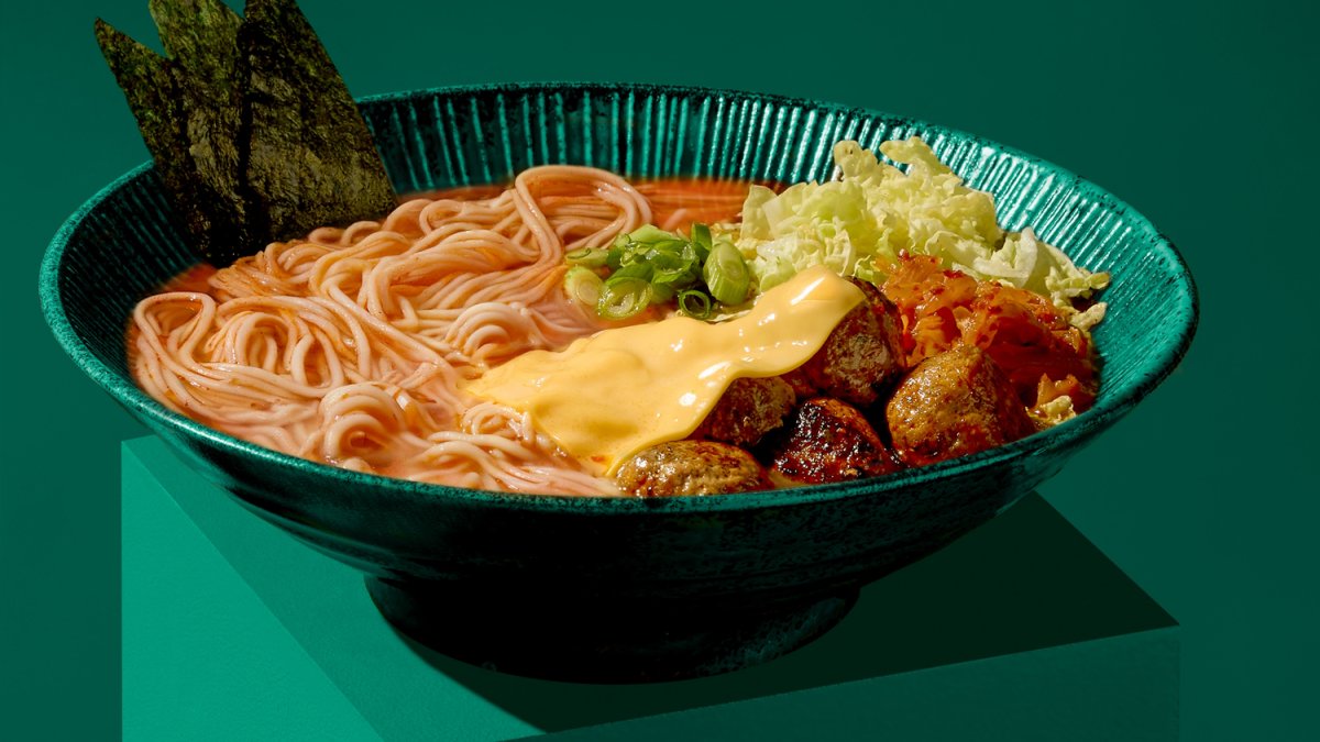 Ramen Noodles mit Käse-Kimchi-Brühe